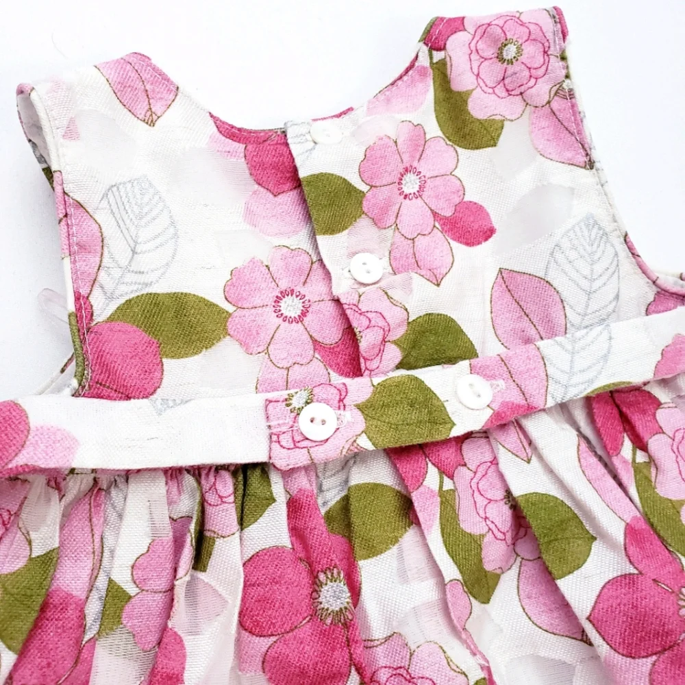 Mayoral Nwot Creme/Pink/Green Floral Puff Sleeve Dress